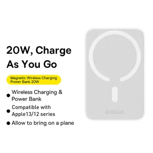 Baseus Magnetic Mini Air Wireless Fast Charging Power Bank 6000mAh 20W - Starlight White