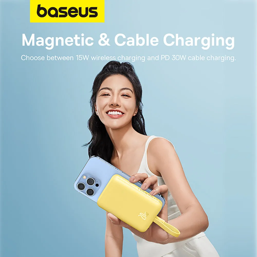 Baseus Magnetic Mini Wireless Fast Charging Power Bank for iP 10000mAh 20W Fresh Lemon Yellow - Overseas Edition