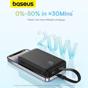 Baseus Magnetic Mini Wireless Fast Charging Power Bank for iP 10000mAh 20W - Starry Black