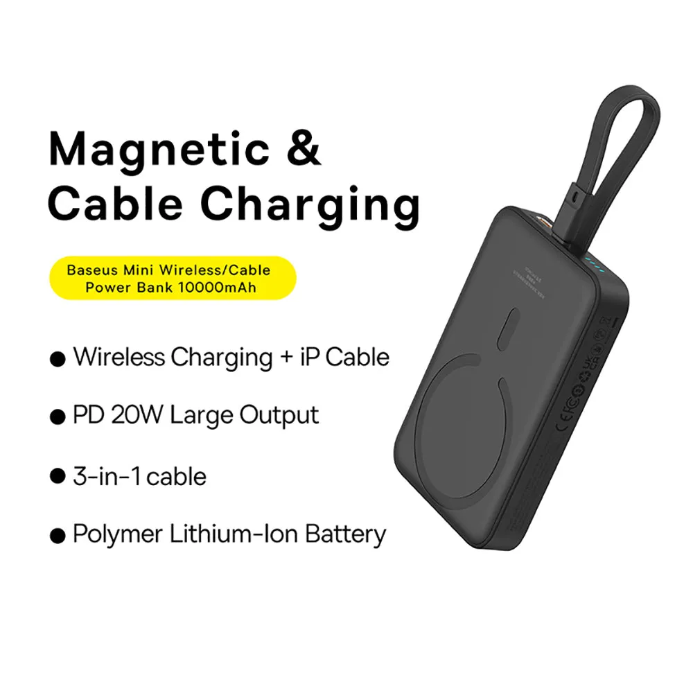 Baseus Magnetic Mini Wireless Fast Charging Power Bank for iP 10000mAh 20W - Starry Black