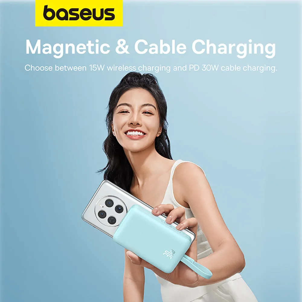 Baseus Magnetic Mini Wireless Fast Charging Power Bank Type-C 10000mAh 30W Mint Green
