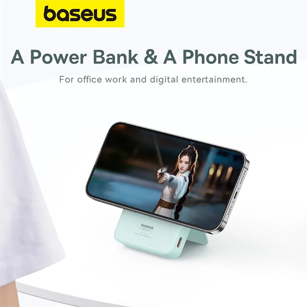 Baseus MagPro Magnetic Wireless Charging Power Bank and Stand 5000mAh 20W Mint Green