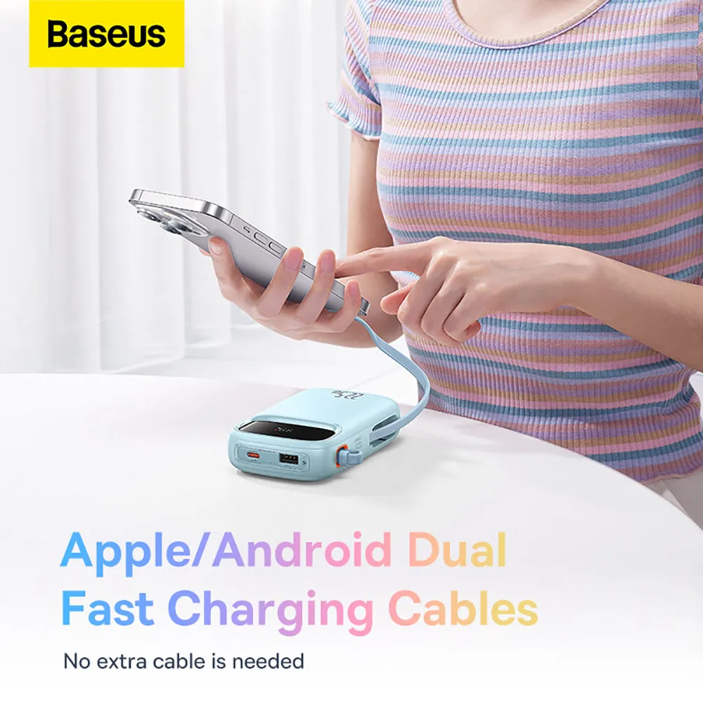 Baseus Qpow2 Dual-Cable Digital Display Fast Charge Power Bank 10000mAh 22.5W - Starry Sea Blue