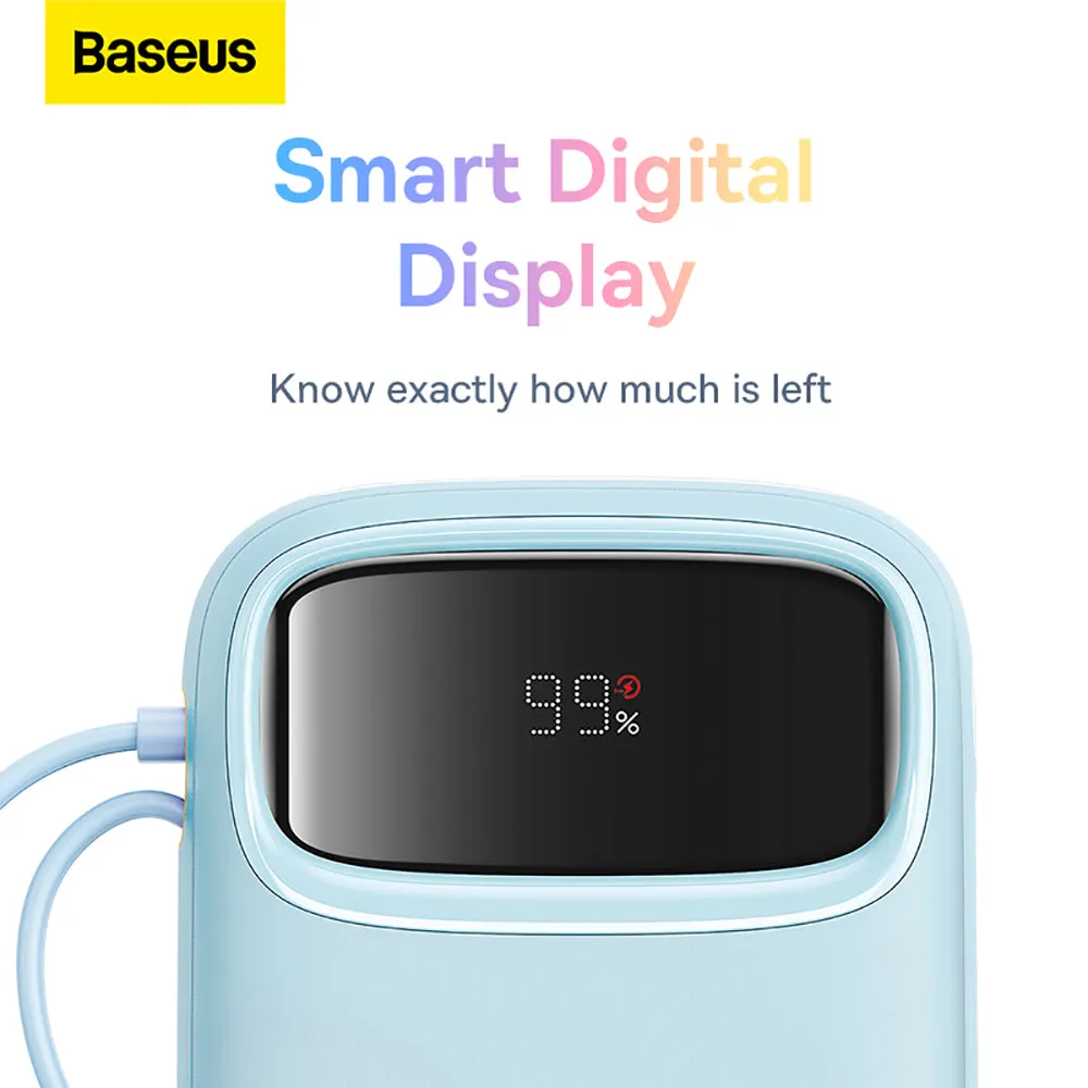 Baseus Qpow2 Dual-Cable Digital Display Fast Charge Power Bank 10000mAh 22.5W - Starry Sea Blue