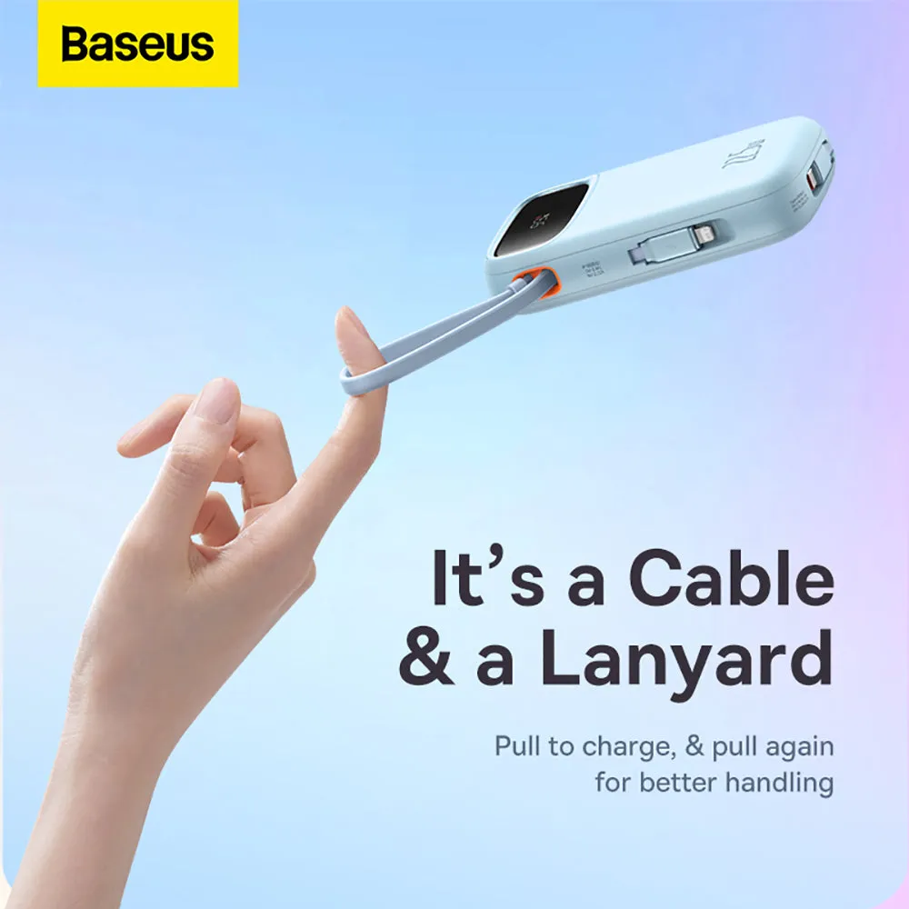 Baseus Qpow2 Dual-Cable Digital Display Fast Charge Power Bank 10000mAh 22.5W - Starry Sea Blue
