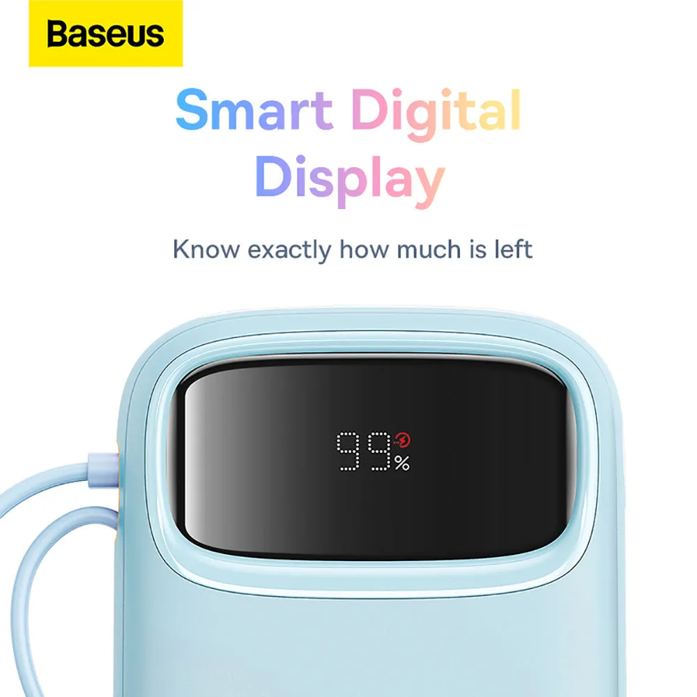 Baseus Qpow2 Dual-Cable Digital Display Fast Charge Power Bank 20000mAh 22.5W - Starry Blue