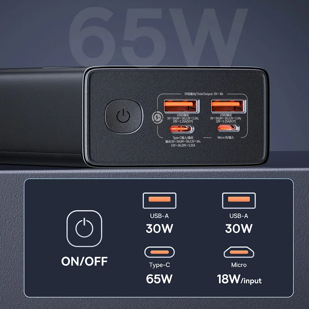 Baseus Star Lord Digital Display Fast Charging Power Bank 30000mAh 65W - Black