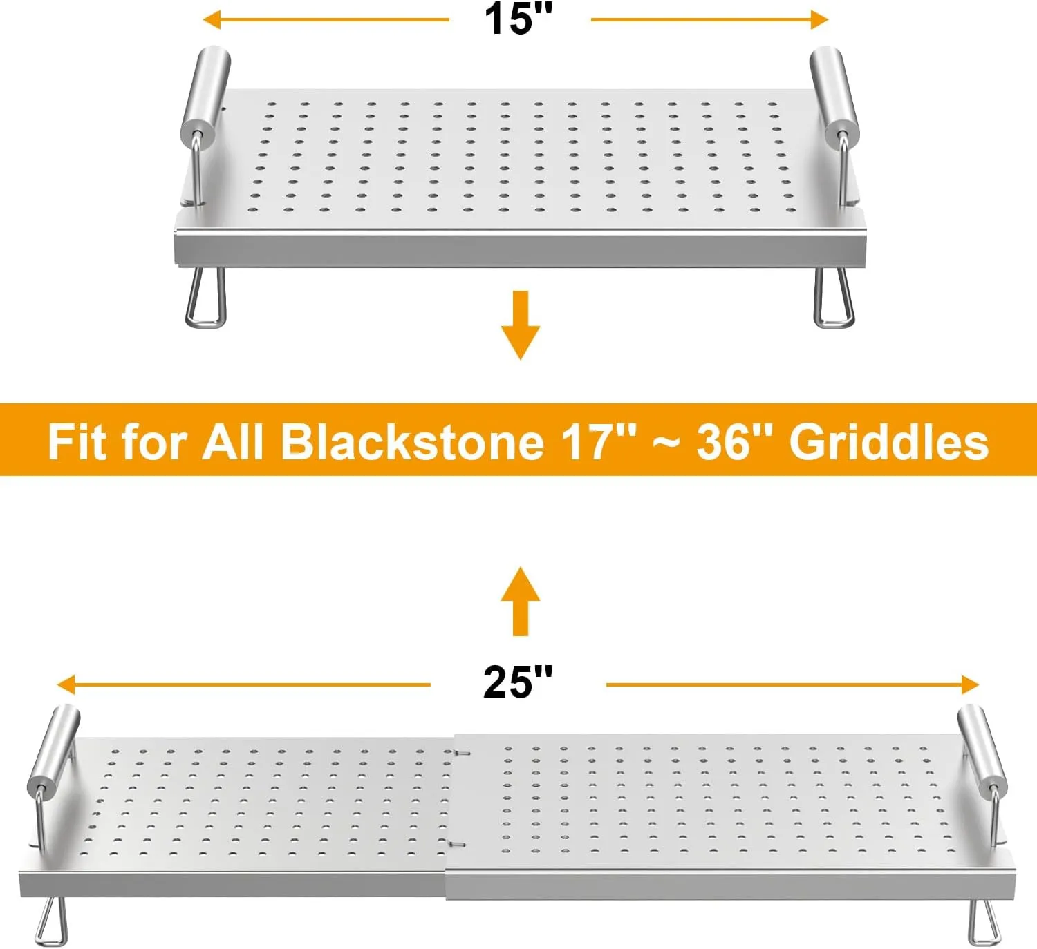 BBQ Future Adjustable Griddle Warming Rack for Blackstone 17 22 28 36 Inch Griddle, Stainless Steel Grill Warming Rack for Weber Charbroil Camp Chef and Most Tabletop Flattop Griddle Accessories
