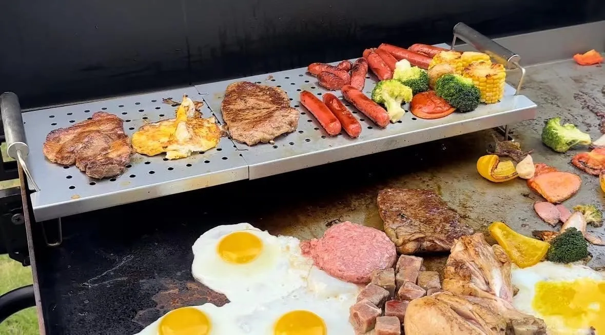 BBQ Future Adjustable Griddle Warming Rack for Blackstone 17 22 28 36 Inch Griddle, Stainless Steel Grill Warming Rack for Weber Charbroil Camp Chef and Most Tabletop Flattop Griddle Accessories