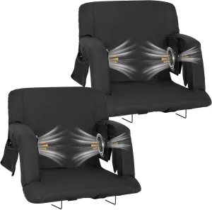 Begonia.K Cooling Fan Stadium Seat for Bleacher with Back Support, Portable and Lightweight Cooling Bleacher Seat with Backrest, 5 Reclining Positions, 5 Levels of Wind for Outdoor Sports Camping