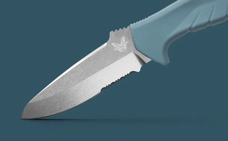 Benchmade Undercurrent Depth Blue Santoprene 4.32" Sheepsfoot MagnaCut Fixed Blade Knife (18040S)