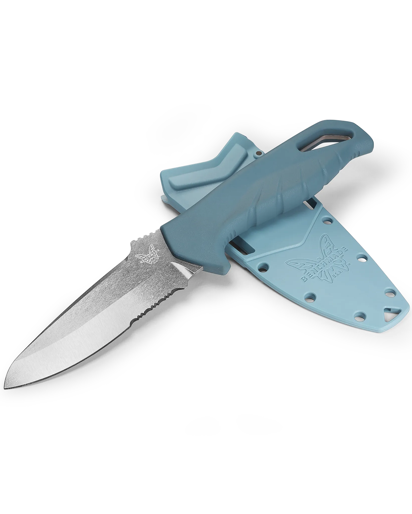 Benchmade Undercurrent Depth Blue Santoprene 4.32" Sheepsfoot MagnaCut Fixed Blade Knife (18040S)