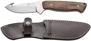 Beretta Chamois Durable Sharp Stainless Steel 4.3" Fixed Blade Hunting Knife with Walnut Wood Handle | Leather Sheath with Loop Included