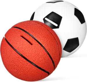BESPORTBLE Cartoon Piggy Banks Set 2pcs Football Basketball Coin Banks Kids for Boys Girls Boys Money Saving