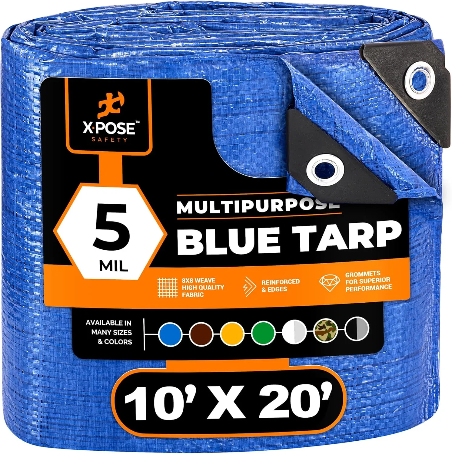 Better Blue Poly Tarp 10' x 20' - Multipurpose Protective Cover - Lightweight, Durable, Waterproof, Weather Proof - 5 Mil Thick Polyethylene - by Xpose Safety