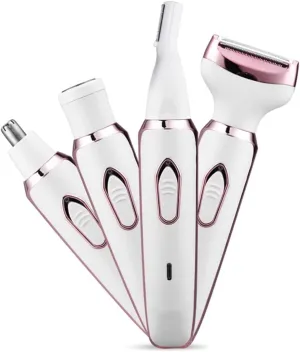 Bikini Trimmer for Women, Electric Razor Hair Shaver for Face Nose Eyebrow Beard Mustache Arm Leg Armpit Bikini, Replaceable Lady Facial Razor, Painless Rechargeable 4 in 1 Women Body Shaver for Trip