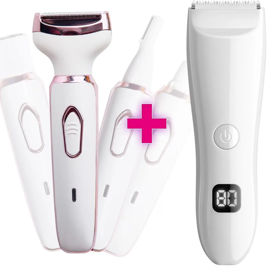 Bikini Trimmer for Women Electric Razor Hair Trimmer for Face Nose Eyebrow Beard Mustache Arm Leg Armpit Bikini,Painless Rechargeable Portable Womens Body Shavers Set, Gifts for Women