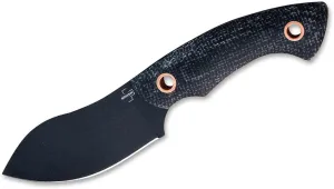 BÖKER PLUS Nessmi Pro Black Copper Fixed Blade Knife, Designed by Jesper Voxnaes, Micarta Scales, D2 Steel Coated Blade, Leather Sheath