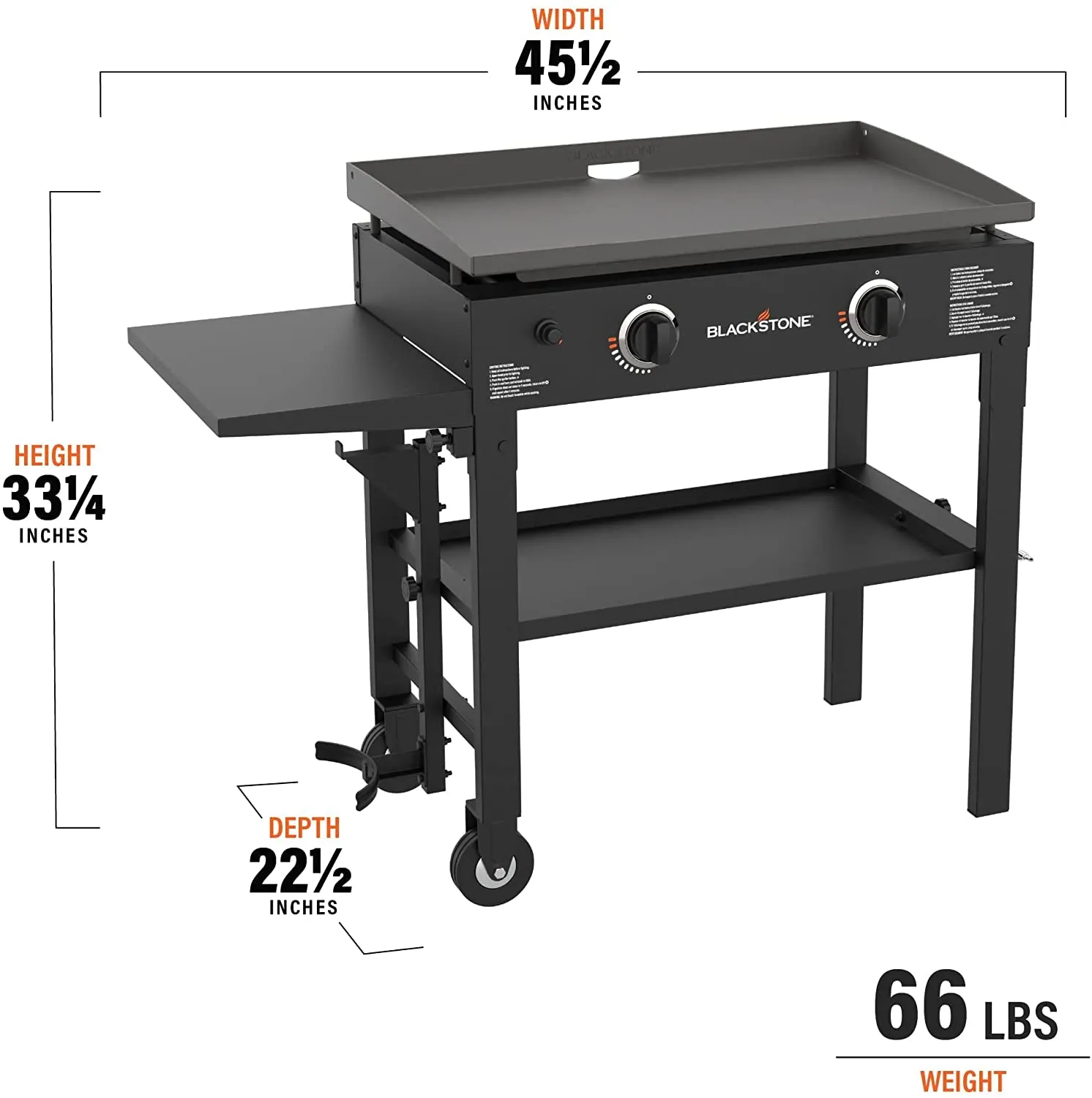 Blackstone Flat Top Gas Grill Griddle 2 Burner Propane Fuelled Rear Grease Management System, 1517, Outdoor Griddle Station for Camping, 28 Inch