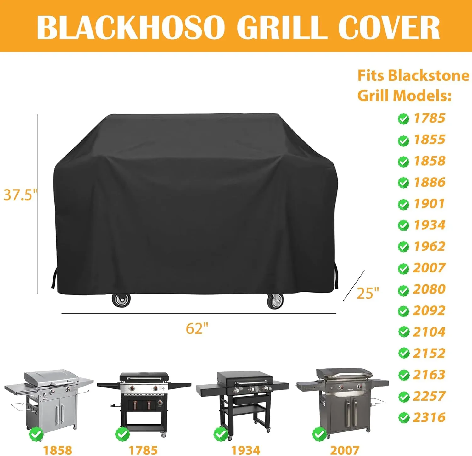 Blackstone Griddle Cover - Heavy Duty, Waterproof, Fits 28" ProSeries 1785 1855 1858 1886 1962 2007 2080 2152 2342 Griddle