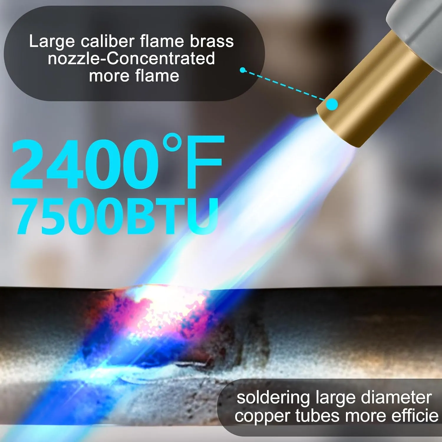 BLUEFIRE Powerful Propane Torch Head, Trigger Start Mapp Gas Turbo Torch Map Gas Cooking Torch Kit with Adjust Flame, Grill Gun Torch for Cooking Soldering Welding brazing Fuel by MAPP, MAP/PRO
