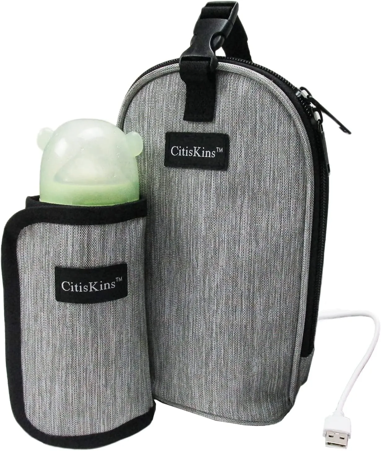 Bottle Warmer For Baby Milk USB Portable Bottle Heating Bag Car Water Warming Bag On The Go At Home Or Travel (grey)