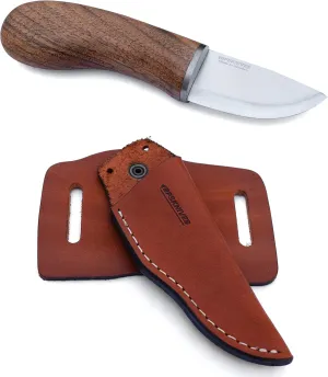 BPS Knives MK1 SSH - Mushroom Knife - Sharp Stainless Steel Knife - Small Pocket Knife - Mini Picking Knife - Fixed Blade Knife for Collecting Mushrooms with Leather Sheath