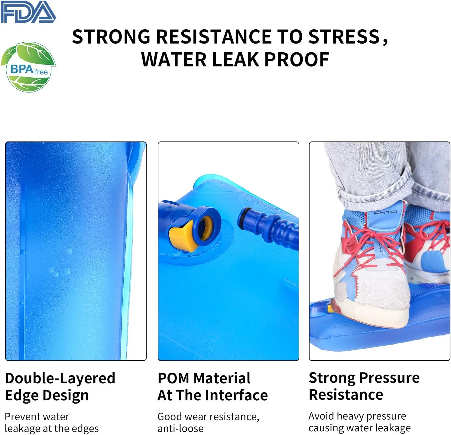 BQA Hydration Water Bladder Reservoir for Hiking Biking Climbing Cycling Running, Large Opening