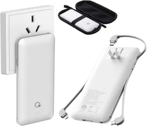 Brand Q Portable Charger with Built-in Cables and AC Wall Plug,Slim USB C Power Bank 10000mAh,External Battery Pack Compatible with iPhone,Samsung,Tablet and All Smart Phones …