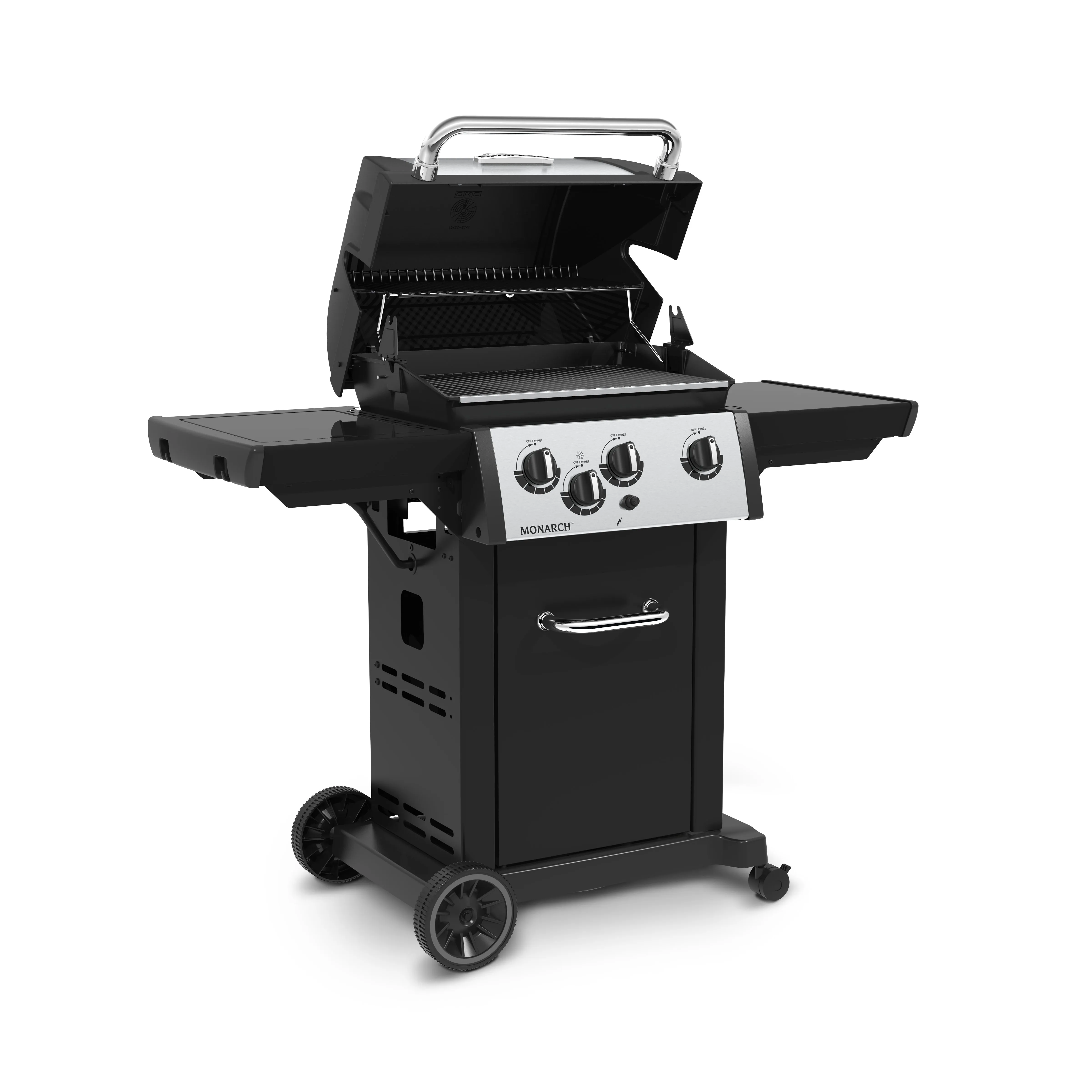 Broil King Monarch™ 340 Propane Gas Grill with Side Burner in Stainless Steel & Black - 834264|Gril à gaz propane MonarchMC 340 en acier inoxydable et noir de Broil King avec brûleur latéral - 834264