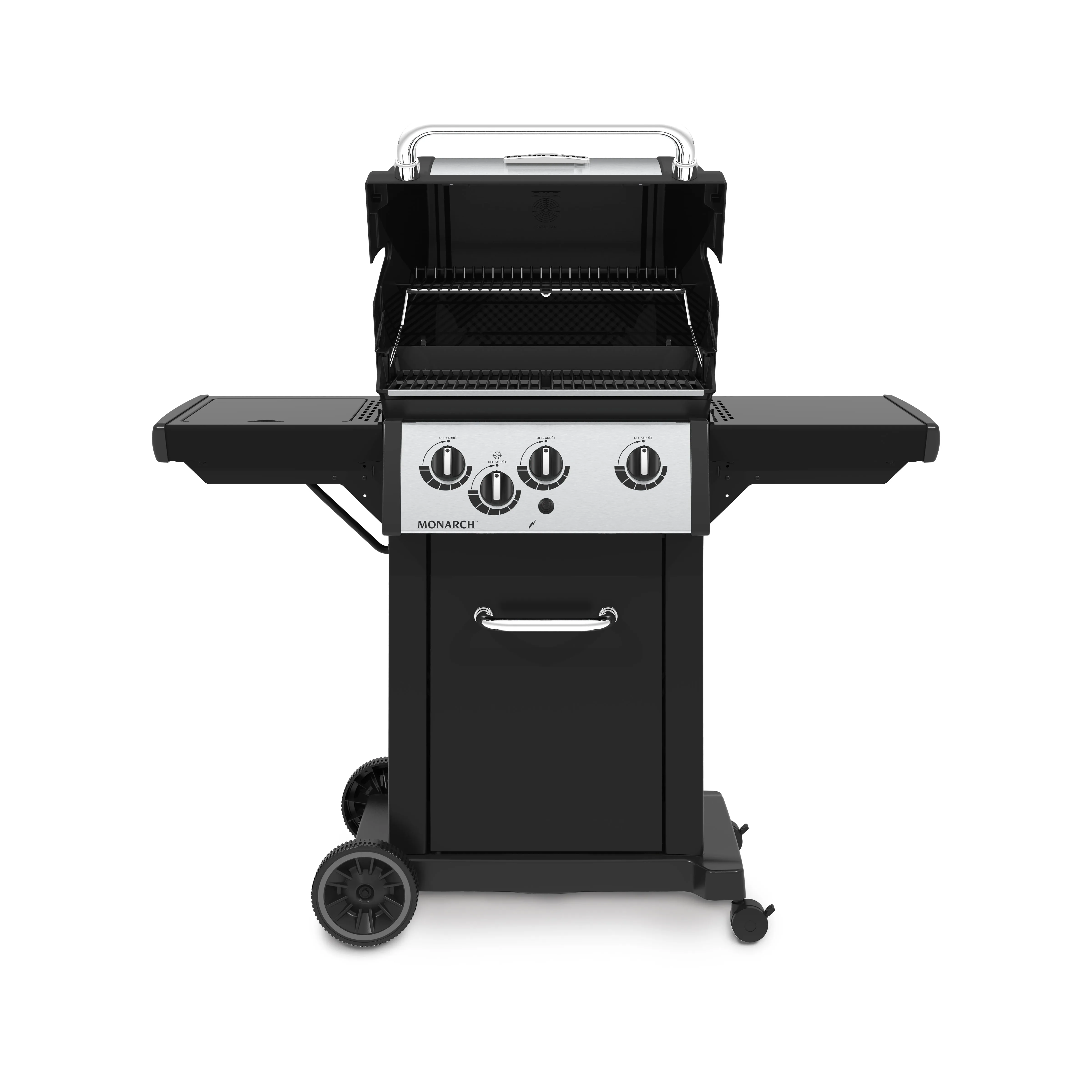 Broil King Monarch™ 340 Propane Gas Grill with Side Burner in Stainless Steel & Black - 834264|Gril à gaz propane MonarchMC 340 en acier inoxydable et noir de Broil King avec brûleur latéral - 834264