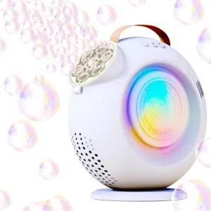Bubble Machine, Bubbles Blower for Kids Toddlers - 15000  Bubbles Per Min, 90°/360° Auto Rotation & LED Light, Rechargeable Bubble Maker for Birthday Parties Wedding Outdoor Activities Gifts