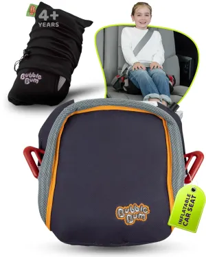 bubblebum Inflatable Travel Booster, Backless Car Seat for Kids Ages 4 , Portable Child Safety Seat for Cars, Lightweight Carseat for 40–100 lbs – Gray