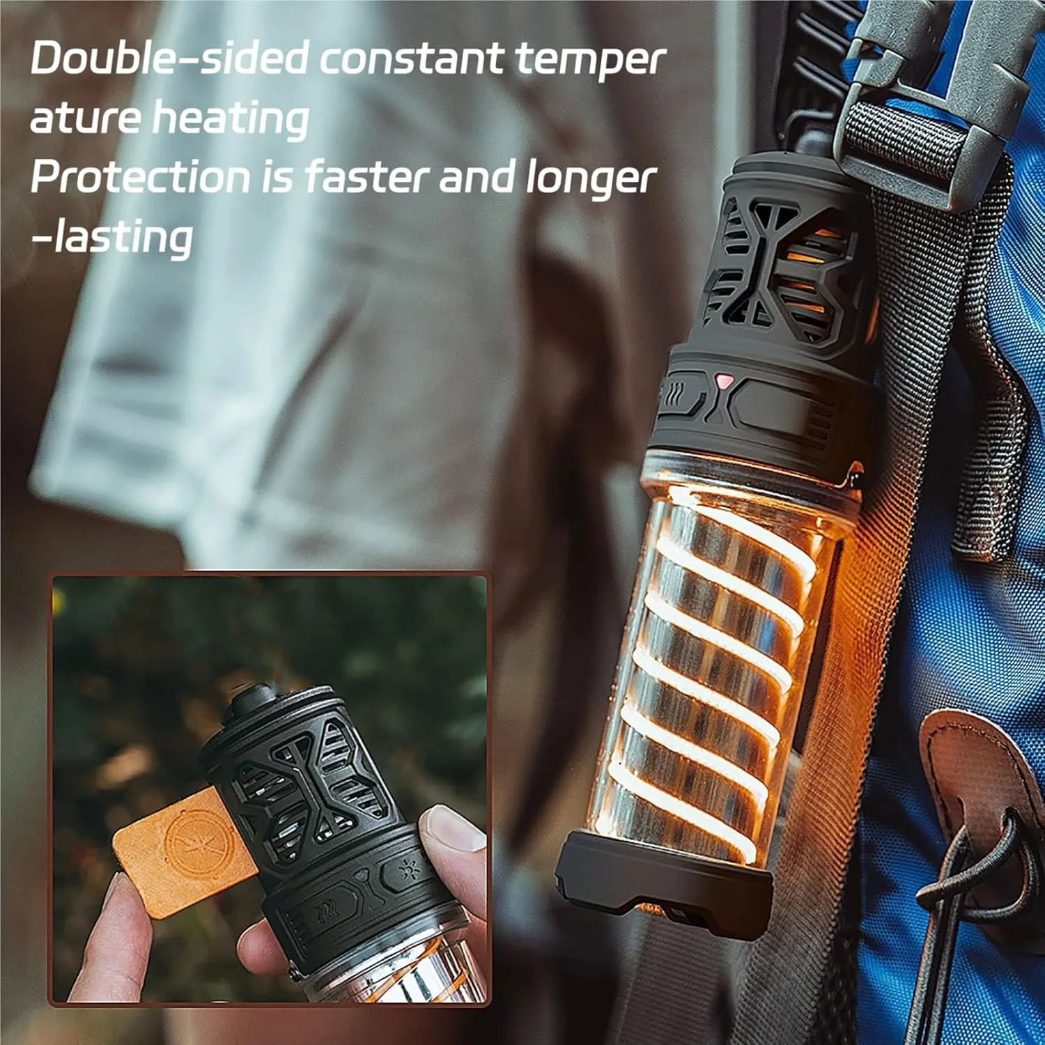 Buzz Defense Portable, BuzzDefense Portable Integrated Camping Light, IPX5 Waterproof Emergency Light with Tripod, 3000mAh Powerful Battery, Five Adjustable Levels, for Indoor,Outdoor,Picnic (2*Black)