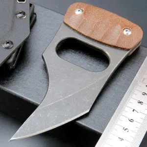 C1113 Fixed Blade Knife D2 Steel Micarta Handle Outdoor Claw Teeth Knife for Outdoor Camping EDC Tools with Kydex Sheaths(Brown)
