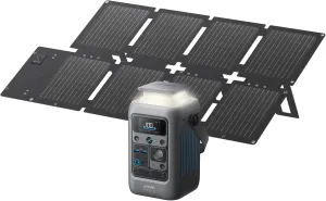 C300 DC Power Bank Station (90,000mAh) and 60W Solar Panel, 288Wh Portable Power Station, LiFePO4 Battery, 300W Solar Generator, for Outdoor, Camping, Traveling, and Emergencies