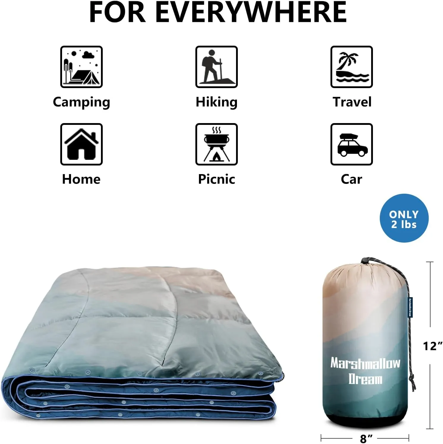 Camping Blanket, Packable Puffy Blankets Lightweight Windproof Waterproof for Outdoors,Hiking, Backpacking,Beach,Car,Picnic,Stadium