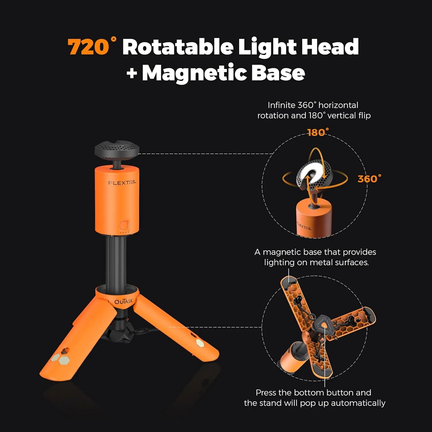 Camping Light Telescopic, Collapsible Magnetic Camping Lantern with 12000mAh Battery, Telescoping IPX6/IPX7 Waterproof Flashlights, Camping Lamp for Emergency, Camping