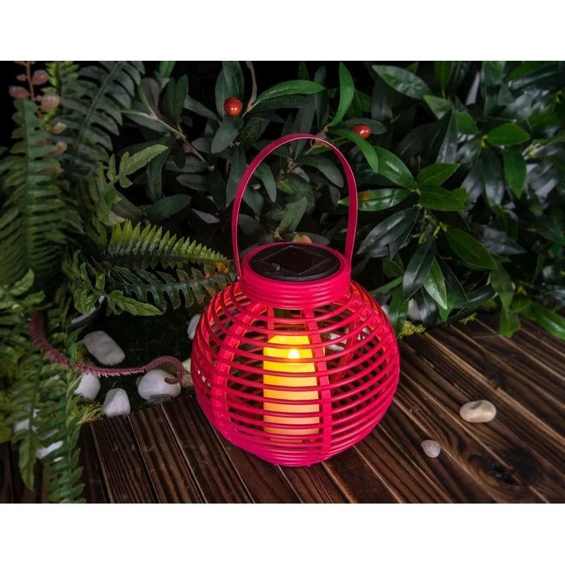 Candle Solar Garden Pink Lantern Decoration Orange LED - 21cm by Bright Garden
