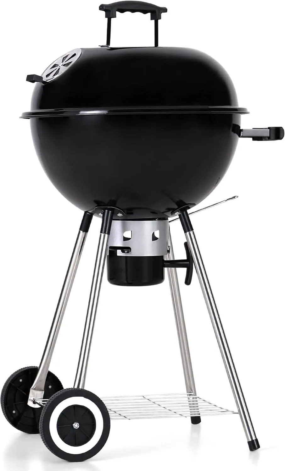 Captiva Designs 18-inch Kettle Charcoal BBQ Grill with Porcelain-Enameled Lid & Bowl, Thick Chromplated Grate, Slid Out Ash Catcher for Outdoor Cooking, Picnic, Patio, Backyard