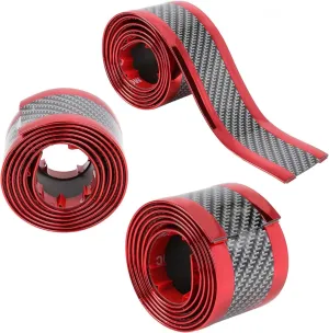 Car Door Edge Step Dust Shield Cover.1m 3.3ft Car SUV Universal Door Sill Protector Edge Trunk Bumper Anti Scratch Scuff Guard Sticker DIY PC Cover Strip for Car Carbon Fiber Pattern Red