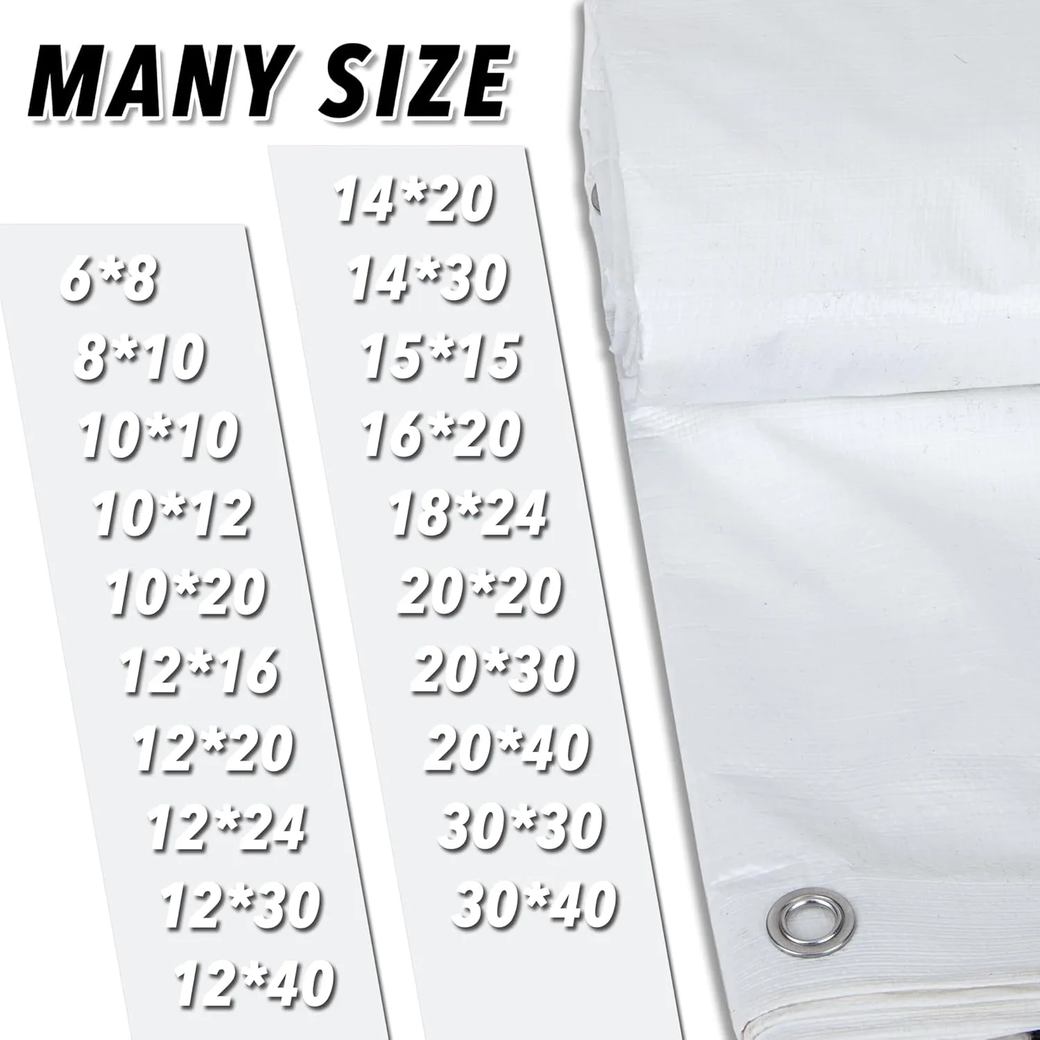 CARTMAN Finished Size 12x16 Feet 10 Mil White Heavy Duty Poly Tarp, Multipurpose Protective Cover, UV Resistant, Waterproof Poly Tarpaulin with Reinforced Edges Tarpaulin with Reinforced Edges