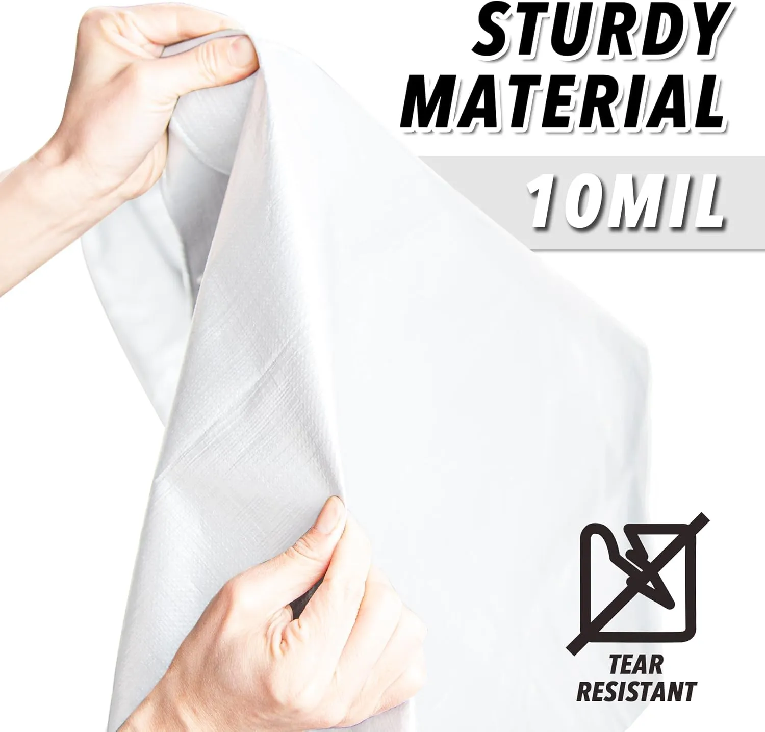 CARTMAN Finished Size 12x16 Feet 10 Mil White Heavy Duty Poly Tarp, Multipurpose Protective Cover, UV Resistant, Waterproof Poly Tarpaulin with Reinforced Edges Tarpaulin with Reinforced Edges