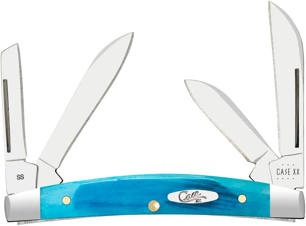 Case XX WR POCKET KNIFE CARIBBEAN BLUE BONE SAWCUT JIG SMALL CONGRESS, ITEM 25586, LENGTH CLOSED 3 1/8 INCH (6468 SS)