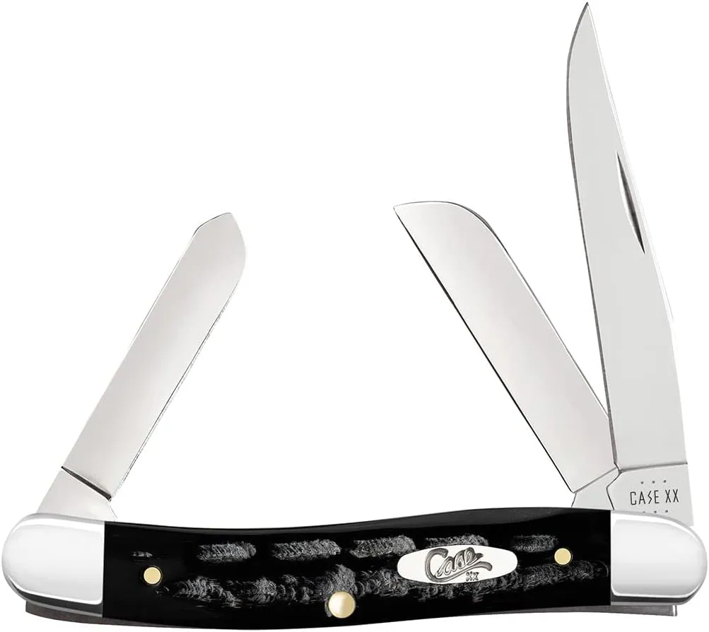 Case XX WR POCKET KNIFE JIGGED BUFFALO HORN MEDIUM STOCKMAN, ITEM 65028, LENGTH CLOSED 3 5/8 INCH (BH318 SS)