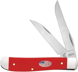 Case XX WR POCKET KNIFE MINI TRAPPER - AMERICAN WORKMAN CS - SMOOTH RED SYNTHETIC, ITEM 73927, LENGTH CLOSED 3 1/2 INCH (4207W CS)