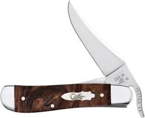 Case XX WR POCKET KNIFE RUSSLOCK - BROWN MAPLE BURL WOOD, ITEM 64068, LENGTH CLOSED 4 1/4 INCH (71953L SS)