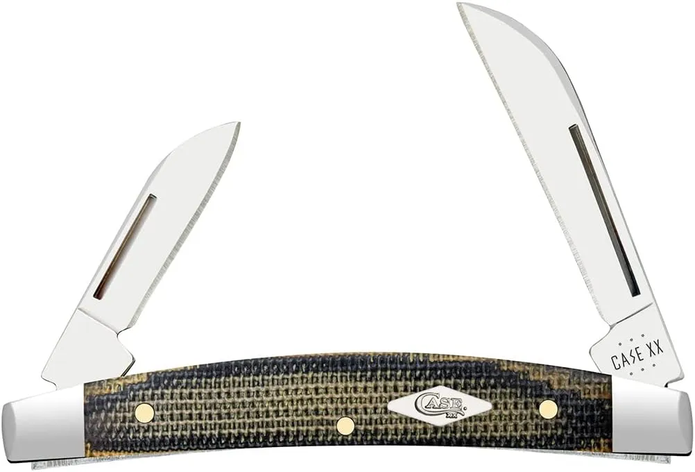Case XX WR POCKET KNIFE SMALL CONGRESS - SMOOTH BLACK/GREEN/NATURAL CANVAS MICARTA, ITEM 23477, LENGTH CLOSED 3 1/8 INCH (10268 SS)
