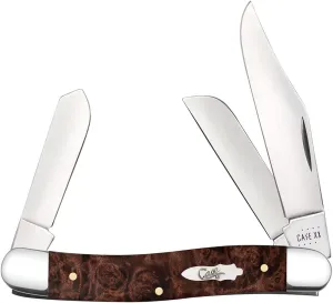 Case XX WR POCKET KNIFE STOCKMAN - BROWN MAPLE BURL WOOD, ITEM 64065, LENGTH CLOSED 3 7/8 INCH (7347 SS)
