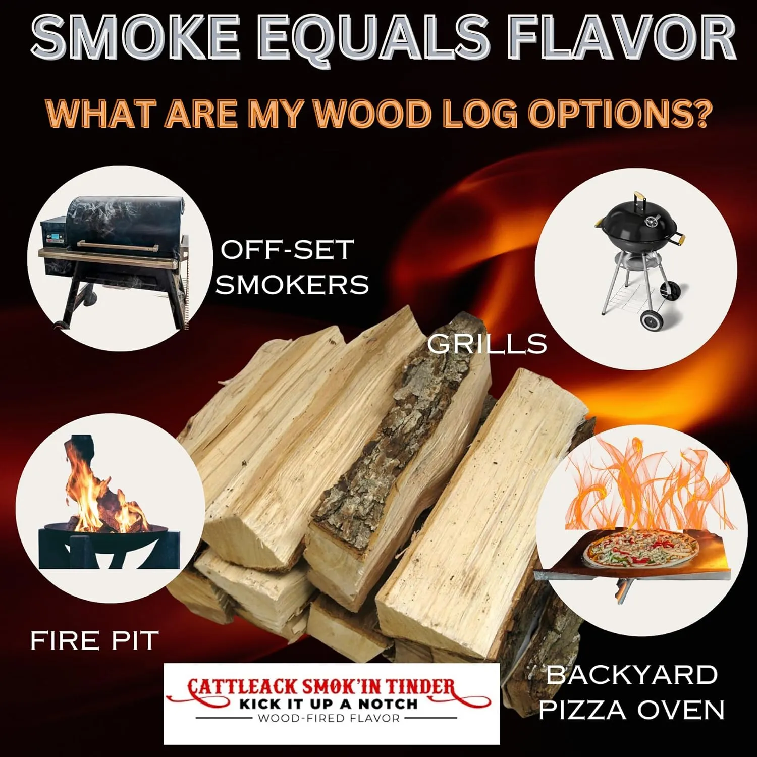 Cattleack Smok'in Tinder Logs, Cooking, Smoking, Grilling, Master BBQ - USA Smoking Wood Logs, 12" Length, Up to 3" Wide, Comes in 12"x12"x6" Box, 1/2 Cu. Ft., Secret to Smoky Perfection (Post Oak)